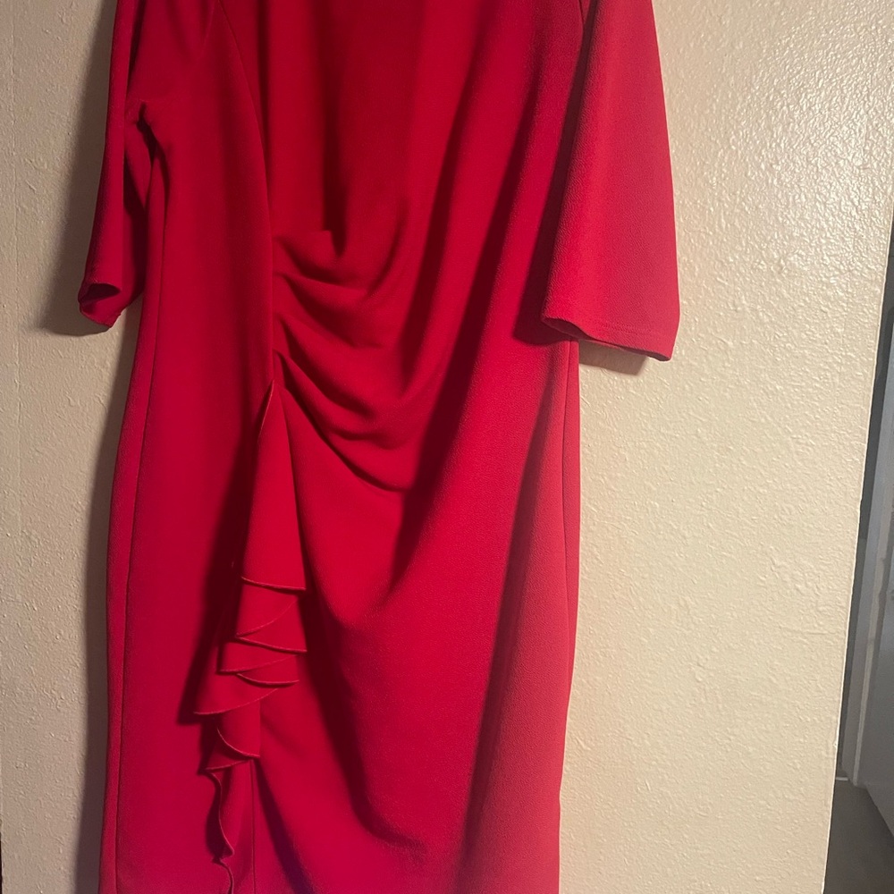 SHEIN Red Draped Midi Dress